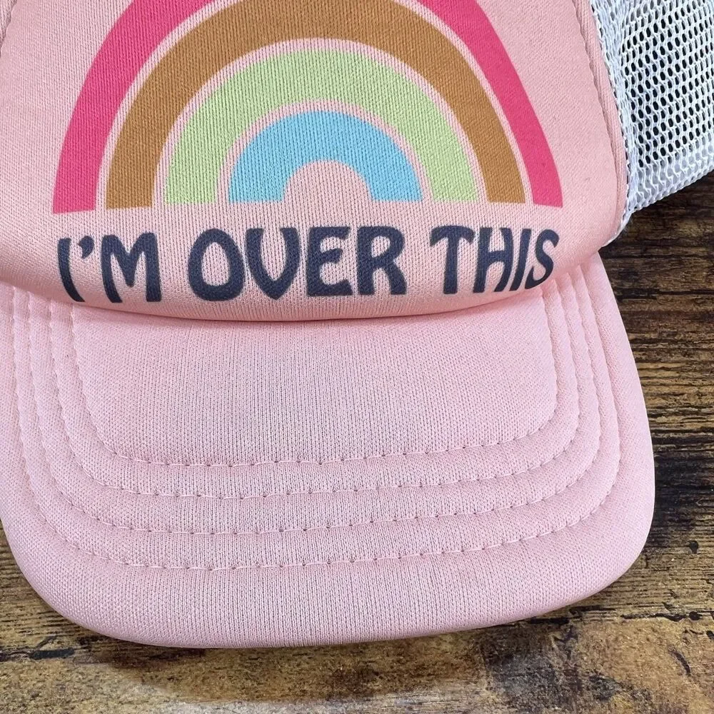 Feather 4 Arrow I'm Over This Pink Rainbow Kids Hat Trucker Mesh